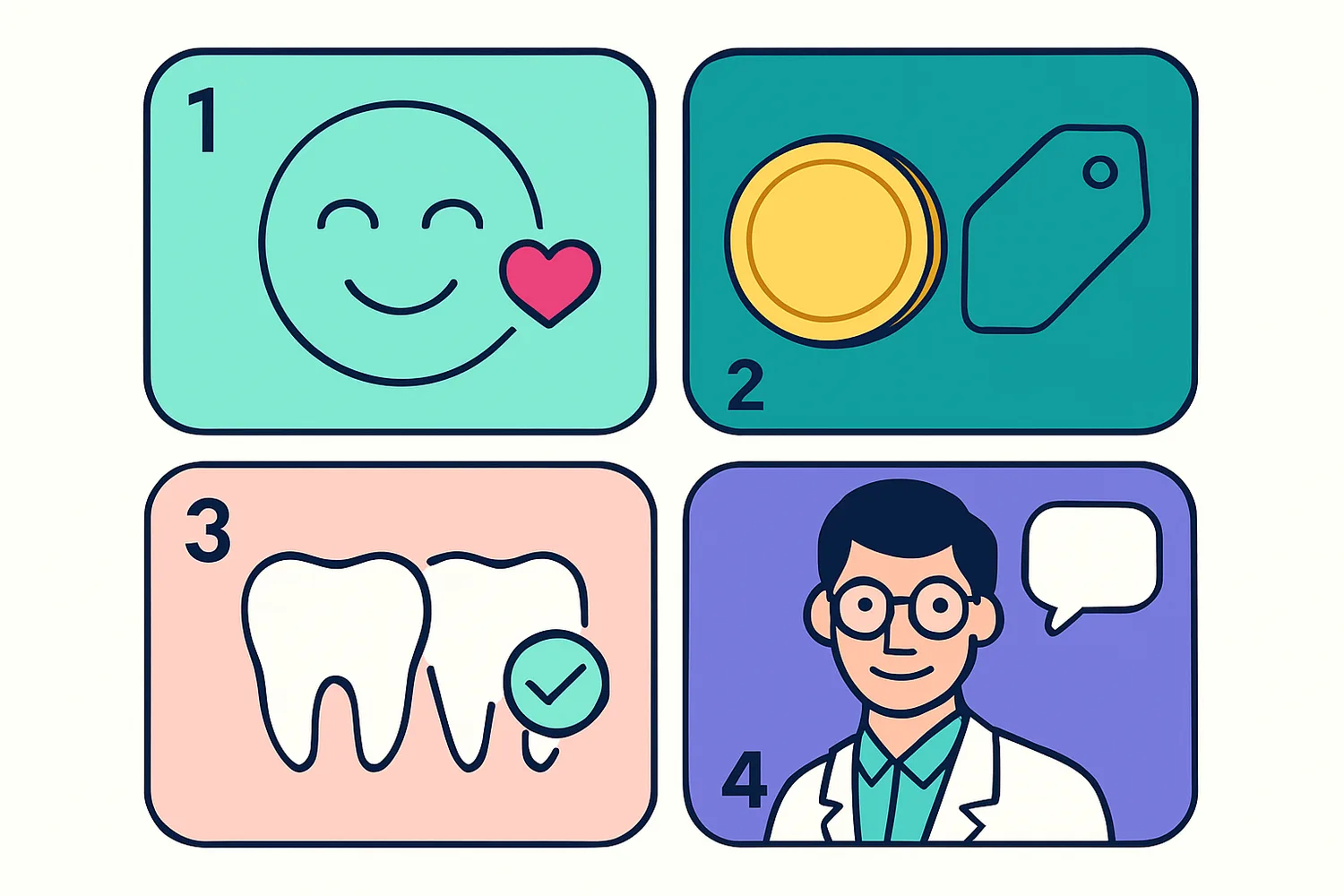 Four dental content pillars: fear reduction, cost transparency, consented outcomes, dentist personality